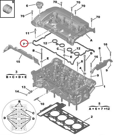 Klapikambrikaane tihend OEM Citroen/Peugeot EP6