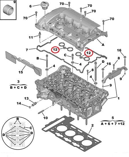 Klapikambrikaane tihend OEM Citroen/Peugeot EP6