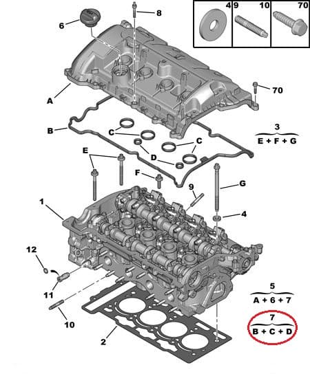 Klapikambrikaane tihendikomplekt OEM Citroen/Peugeot EP3-EP6