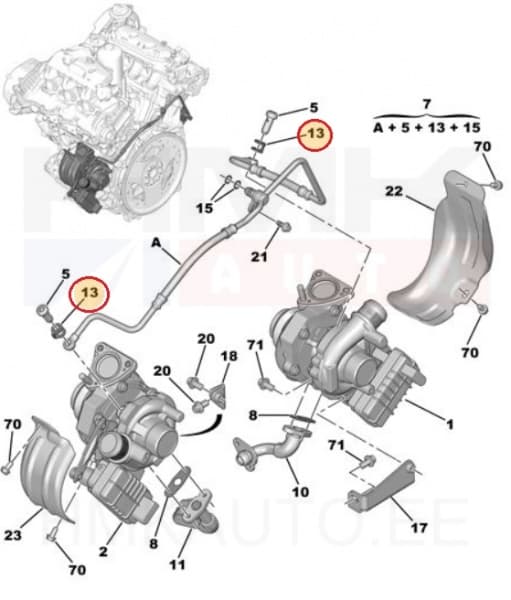 Turbo õlitustoru tihend OEM Citroen/Peugeot