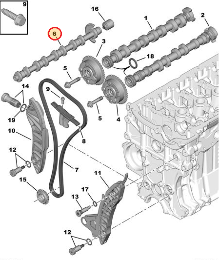 Nukkvõll OEM Citroen/Peugeot EP3, EP6 (sisselaske klapitõusu)