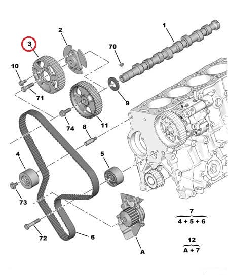 Nukkvõlli rihmaratas OEM Citroen/Peugeot