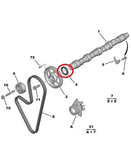 Nukkvõlli tihend OEM Peugeot/Citroen 36x50x8
