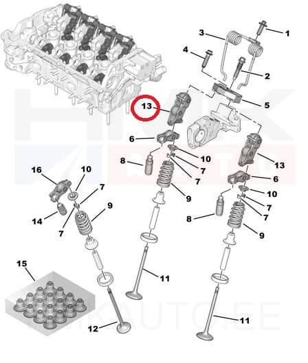 Klapitõusu nookur Citroen/Peugeot 1,6VTI EP6