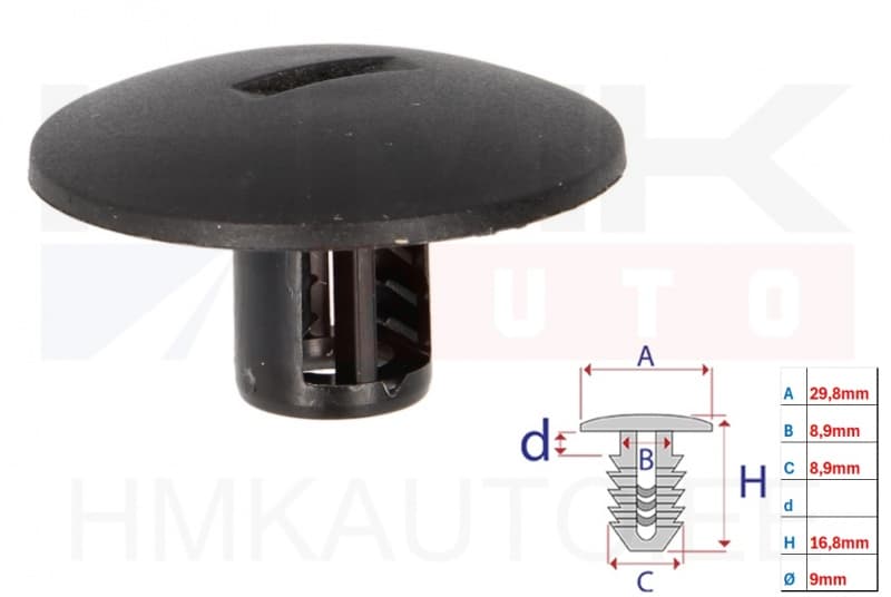 Polstri tüübel Citroen/Peugeot/Renault 8,9mm (1tk.)