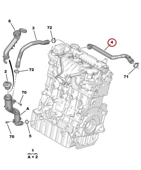 Karterituulutuse toru OEM Citroen/Peugeot DW10BTED4