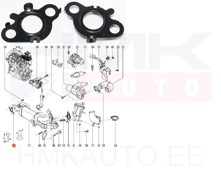 EGR jahuti tihend Renault 1,5DCi