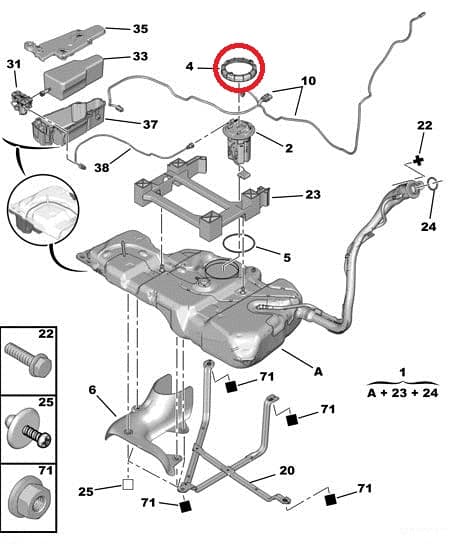 Kütusepumba kinnitusvõru OEM PSA