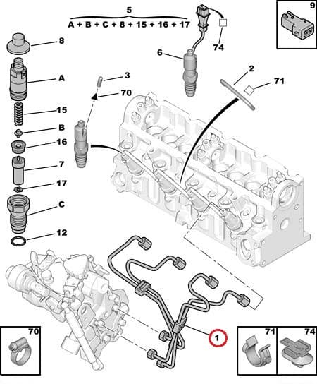 Pihustitorude komplekt OEM Citroen/Peugeot 1,9D DW8