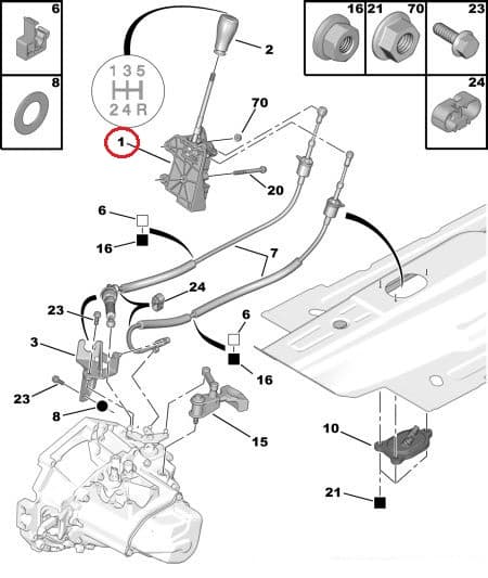 Käigukang kulissiga OEM Citroen Nemo/Peugeot Bipper