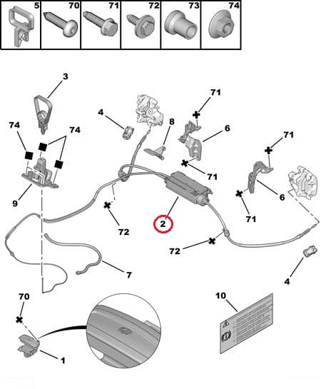 Elektrilise seisupiduri mehhanism trossidega OEM Citroen C5 III 2008-