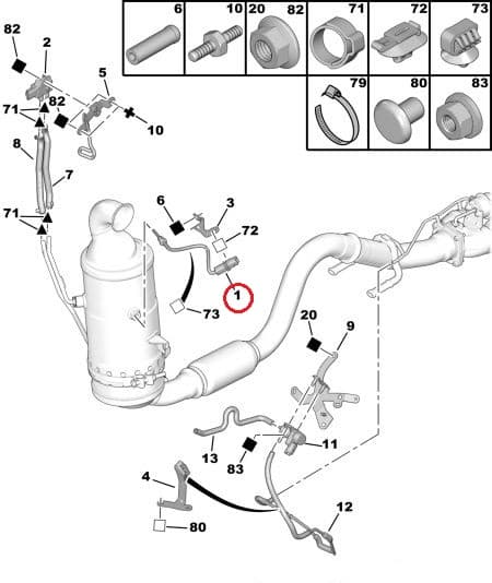 Väljalaskegaaside temperatuuri andur OEM Citroen/Peugeot/Fiat