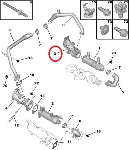 EGR klapp tagumine OEM Citroen/Peugeot/Jaguar/Landrover 2,7HDI