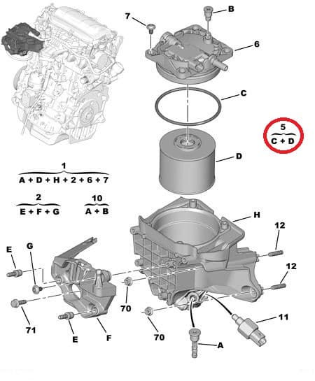 Kütusefilter OEM Citroen/Peugeot/Fiat/Ford 2,0 HDI