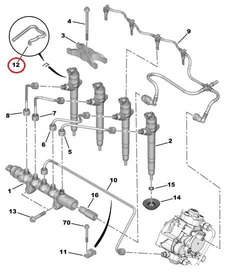 Pihusti tagasivoolutoru kinnitusklamber OEM Jumper/Boxer/Ducato 2,2HDI 2006-