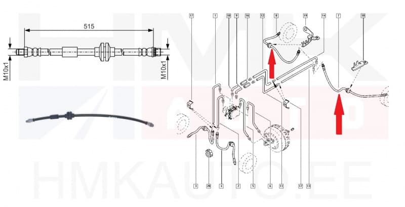 Pidurivoolik tagumine Renault Master 2010-  (RWD topeltratas)