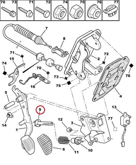 Siduripedaali vedru kinnitus OEM Berlingo/Partner 1.6HDI