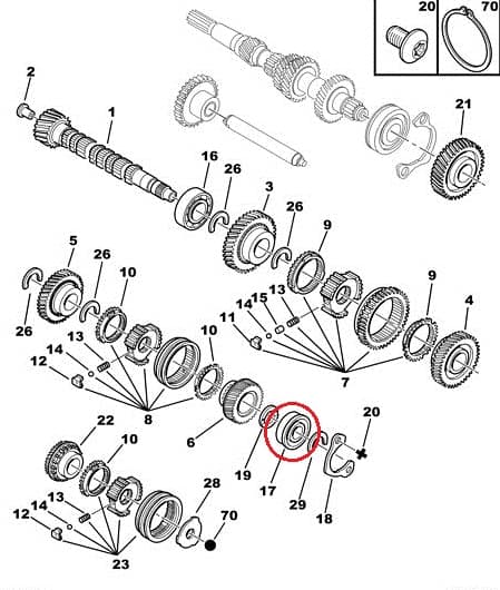 Käigukasti laager 22x57x17 Citroen/Peugeot MA k.kast