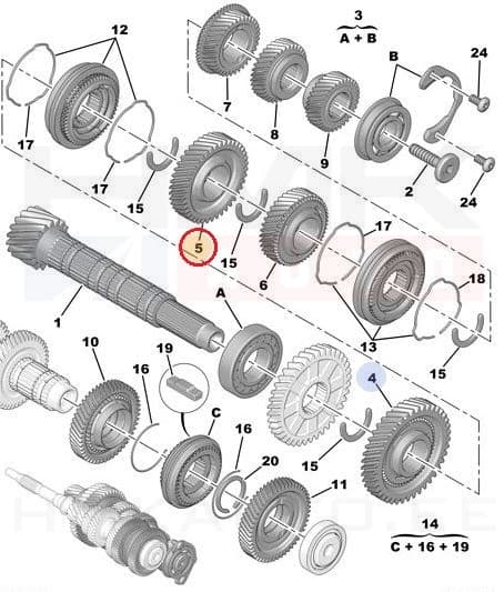 2-käigu hammasratas OEM Jumpy/Expert