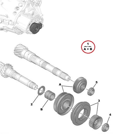 5-käigu hammasrataste paar (44x35) OEM Citroen/Peugeot