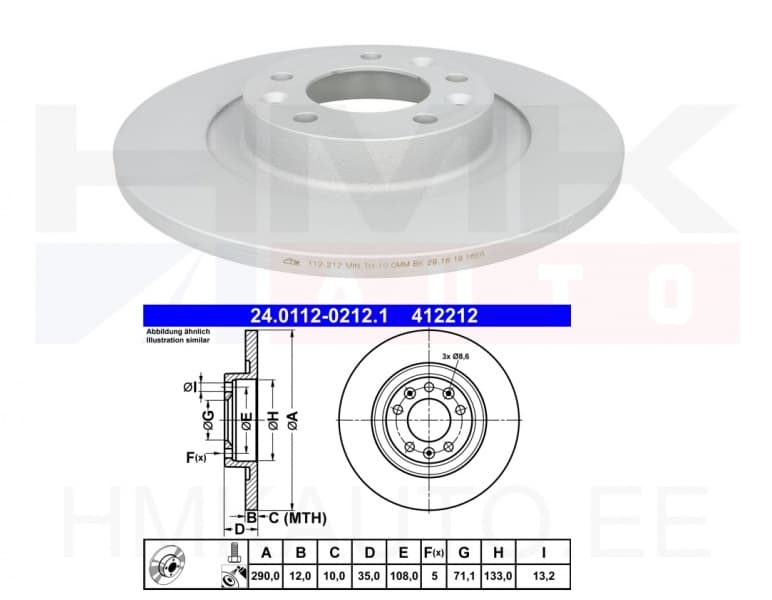 Piduriketas tagumine Citroen Jumpy, Spacetourer /Peugeot Expert, Traveller 2016-  290/12mm