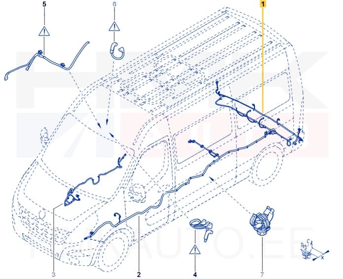 Parkimisandurite juhtmestik tagumine OEM Renault Master 2,3DCI 2019- (RWD+astmelauaga stange)  (2-le andurile)