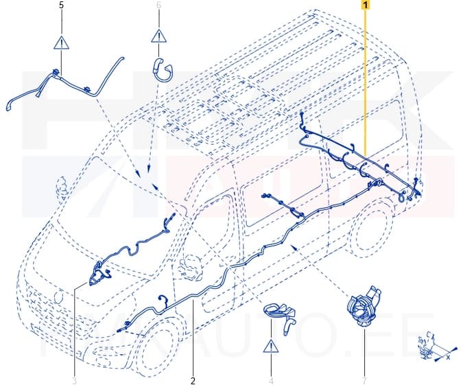 Parkimisandurite juhtmestik tagumine OEM Renault Master 2,3DCI 2019- (RWD+FWD ilma astmelauata stange)  (2-le andurile)