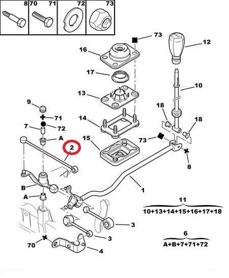 Käiguhoovastiku varras OEM Peugeot 306/Partner; Citroen Berlingo/Xsara