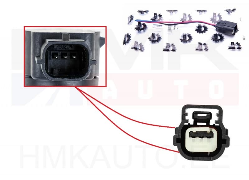 Pistik parkimisandurile juhtmetega 3-klemmi