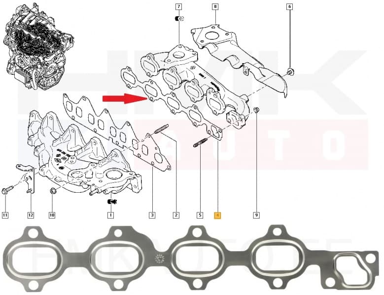 Väljalaskekollektori tihend Renault 1,6dCi