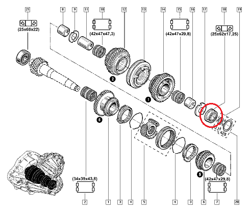 *Käigukasti laager 25x62x17,25 Renault PF6