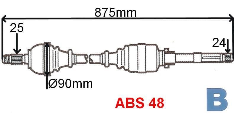 Veovõll komplektne parem Berlingo/Partner 1,6HDI/2,0HDI 03-08 ABS 48