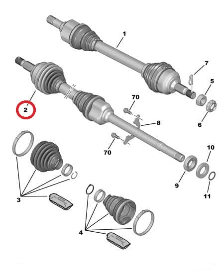 Veovõll komplektne parem OEM Citroen C5 2008- 2,0HDI 6-k. automaat