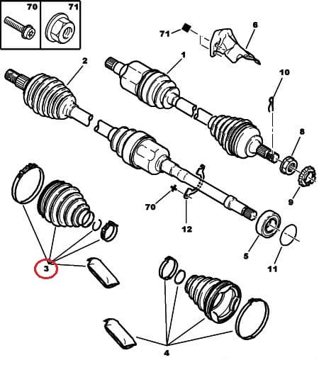 Veovõlli kaitsekumm välimine OEM Citroen C5