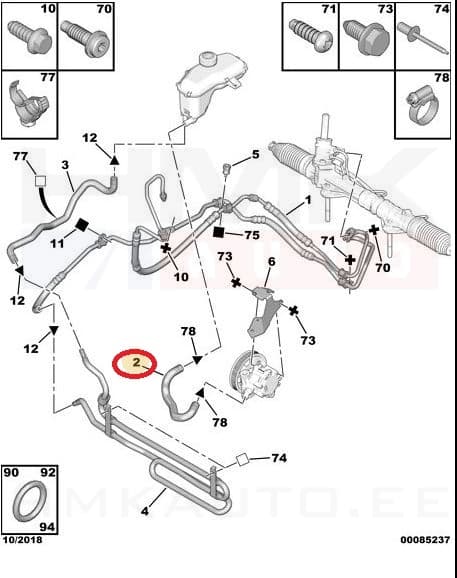 Roolivõimendi voolik OEM Berlingo/Partner 2008-