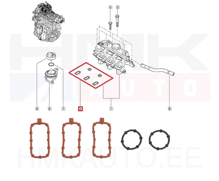 Karterituulutuse/õliseparaatori tihendite komplekt Renault 2,0/2,3dCi