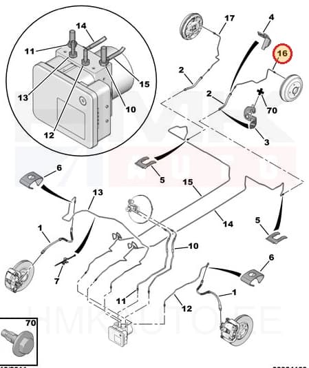 Piduritoru tagumine vasak OEM Peugeot 1007/Citroen C2/C3