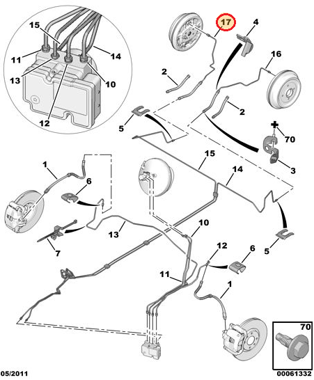 Piduritoru tagumine parem OEM Peugeot 1007/Citroen C2/C3