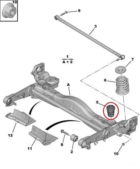 Vedrustuse läbilöögi puhver, tagumine OEM Jumpy/Expert 07-