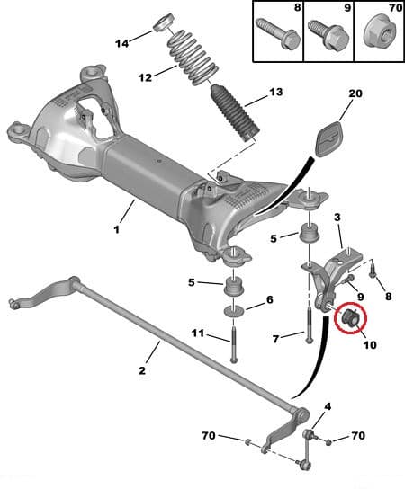 Stabilisaatorivarda puks tagumine OEM Peugeot 407