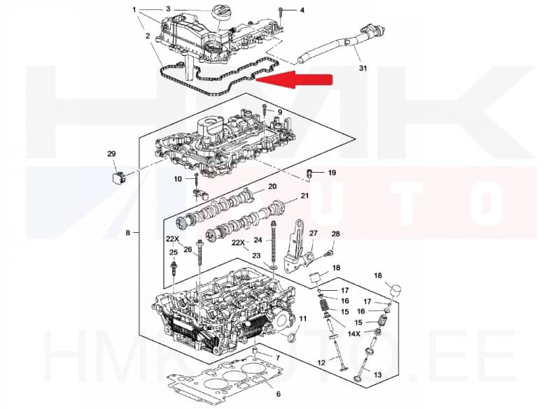 Klapikambrikaane tihend Citroen/Peugeot EB2