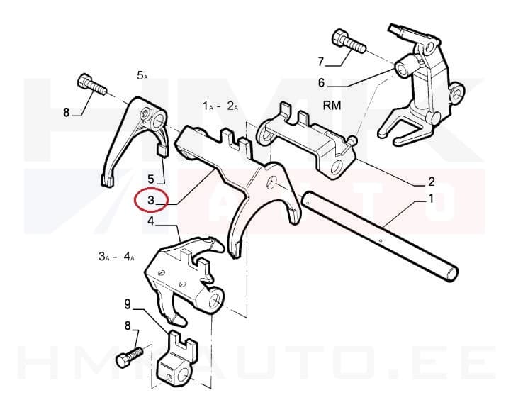 1-2. käigu lülituskahvel OEM Fiat