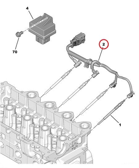 Eelsüüteküünalde juhtmestik OEM Citroen/Peugeot 1,6HDi