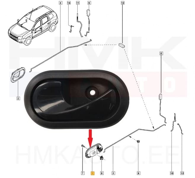 Ukselink sisemine vasak (esi-,tagauks) Dacia Duster,Logan