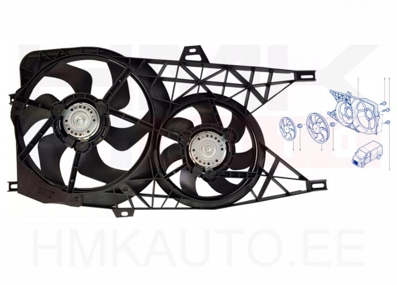 Jahutusventilaator koos raamiga Renault Trafic/Opel Vivaro 2,0/2,5dCi 2006-