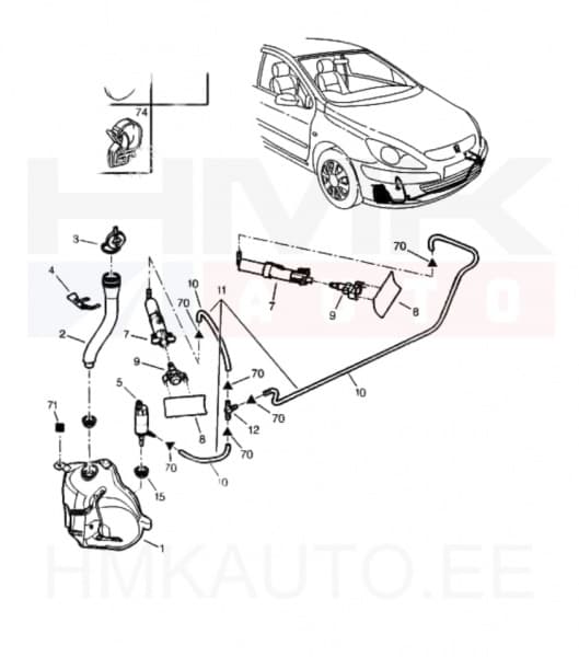 Klaasipesupaak OEM Peugeot 307