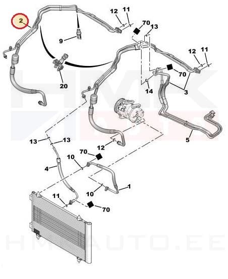 Konditsioneeri torud OEM Citroen Jumpy/Peugeot Expert 2007- 2,0HDi