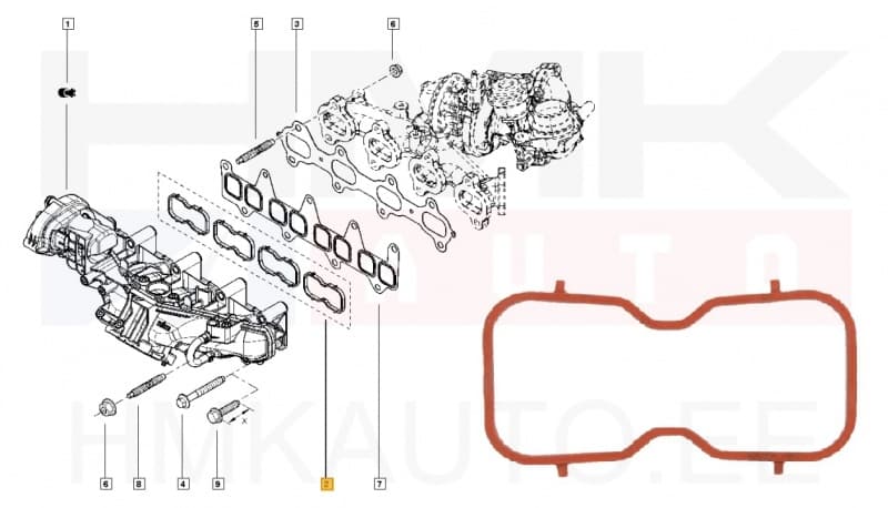 Sisselaskekollektori tihend Renault Master 2,3dCi  (1tk)