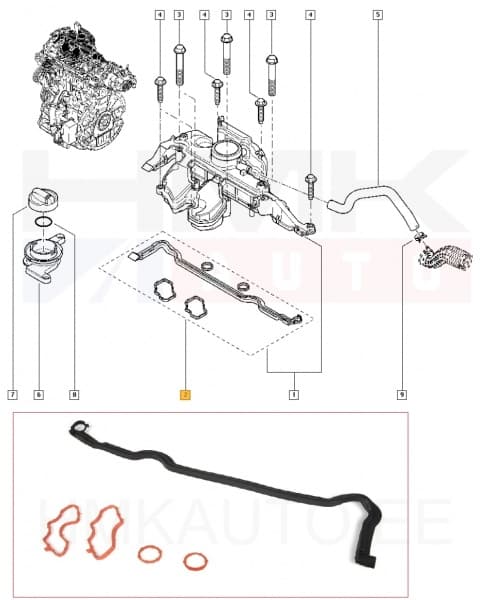 Karterituulutuse/õliseparaatori tihendite komplekt  Renault 2,0dCi