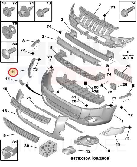 Esistange nurgaliist parem OEM Berlingo 2008-